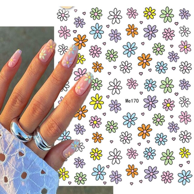 Nail Art Flower Daisy Pegatinas en relieve Deslizadores de uñas Diseño floral simple Elegante autoadhesivo Nail Art Calcomanías Decoración Tan Jianjun unisex