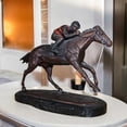 thumbnail image 3 of Nifao Jockey on Horse Sculpture Racing Art Decor, Oceane Elegant Decorative Bronze Statue – Home Decor Sculpture, 11"L x 4"W x 8"H, 3 of 12
