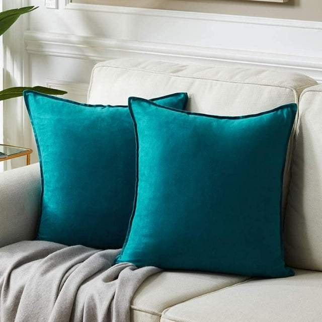 Juego de 2 fundas de cojín de terciopelo de 40x40, funda de cojín decorativa de terciopelo, cojín azul claro para sofá y cama, funda de almohada decorativa para el hogar