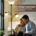 thumbnail image 2 of NATYSWAN Torchiere Floor Lamps for Living Room with 2 Reading Lamps, Modern Tall Standing Lamps, Industrial Bright Floor Lamp for Bedroom, Office, Dresser, 3 LED Bulbs Included, 2 of 8