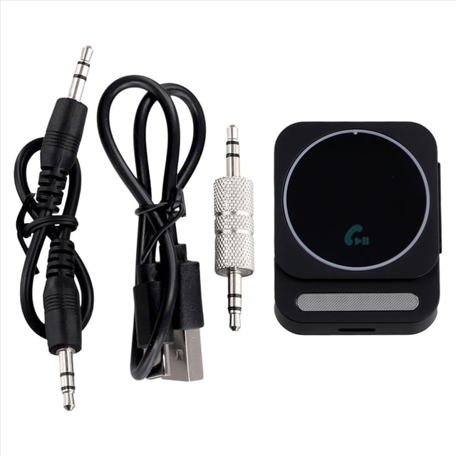 Adaptador Bluetooth 5.3 AUX para Coche Receptor de Audio Bluetooth Adaptador de Música para Coche con Cancelación Micrófonos Incorporados Manos Negro