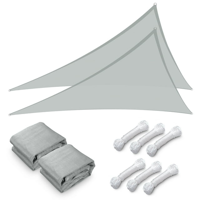 Yescom 2 Pack 28FT Triangle Sun Shade Sail Canopy 97% UV Block Commercial Carpark Pool Camping Playground Outdoor Gray