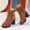 Ginger, variant on Boots for Women Comfortable Fashion Block Heel Winter Mid Top Boots British Round Toe Versatile Outdoor Slip on Shoes Ginger 8 Wide(EU:40)