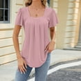 thumbnail image 1 of Kayannuo Hauts à Manches Courtes pour Femmes Liquidation T-Shirts Graphiques Femmes Saint-Valentin Blouse d'Été Décontractée Manches Courtes Col en V Ourlet Incurvé Tunique Ample T-shirt Blouse, 1 of 4