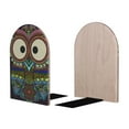 thumbnail image 2 of Susaid Boho Owl Print Wooden Bookends Decorative Book Ends for Shelves Heavy Books Holder Organizer Non-Slip Desk Book End for Kids Room Office School 1 Pairs, 2 of 8