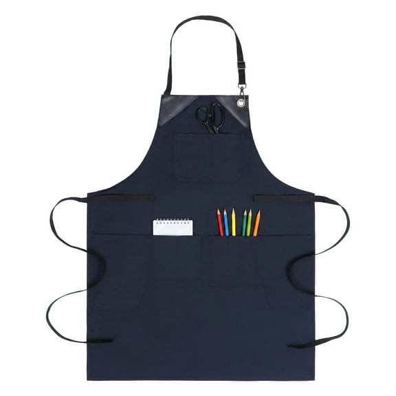 Unique Bargains Adjustable Long Waist Cooking Apron with Pocket for Home and Kitchen Black
