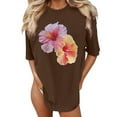 thumbnail image 1 of HABDGIKS Hauts d'Été pour Femmes 2025 T-Shirts Oversize Coupe Ample Manches Courtes Imprimé Fleuri Col Rond Blouses, 1 of 4