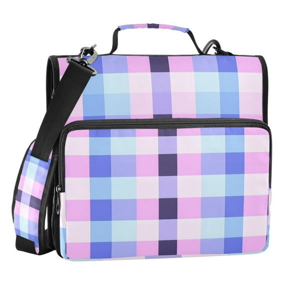 ALAZA Zipper Binder Checkered Plaid-a5 3 Ring Trapper Keeper File Folder Organizer Bag