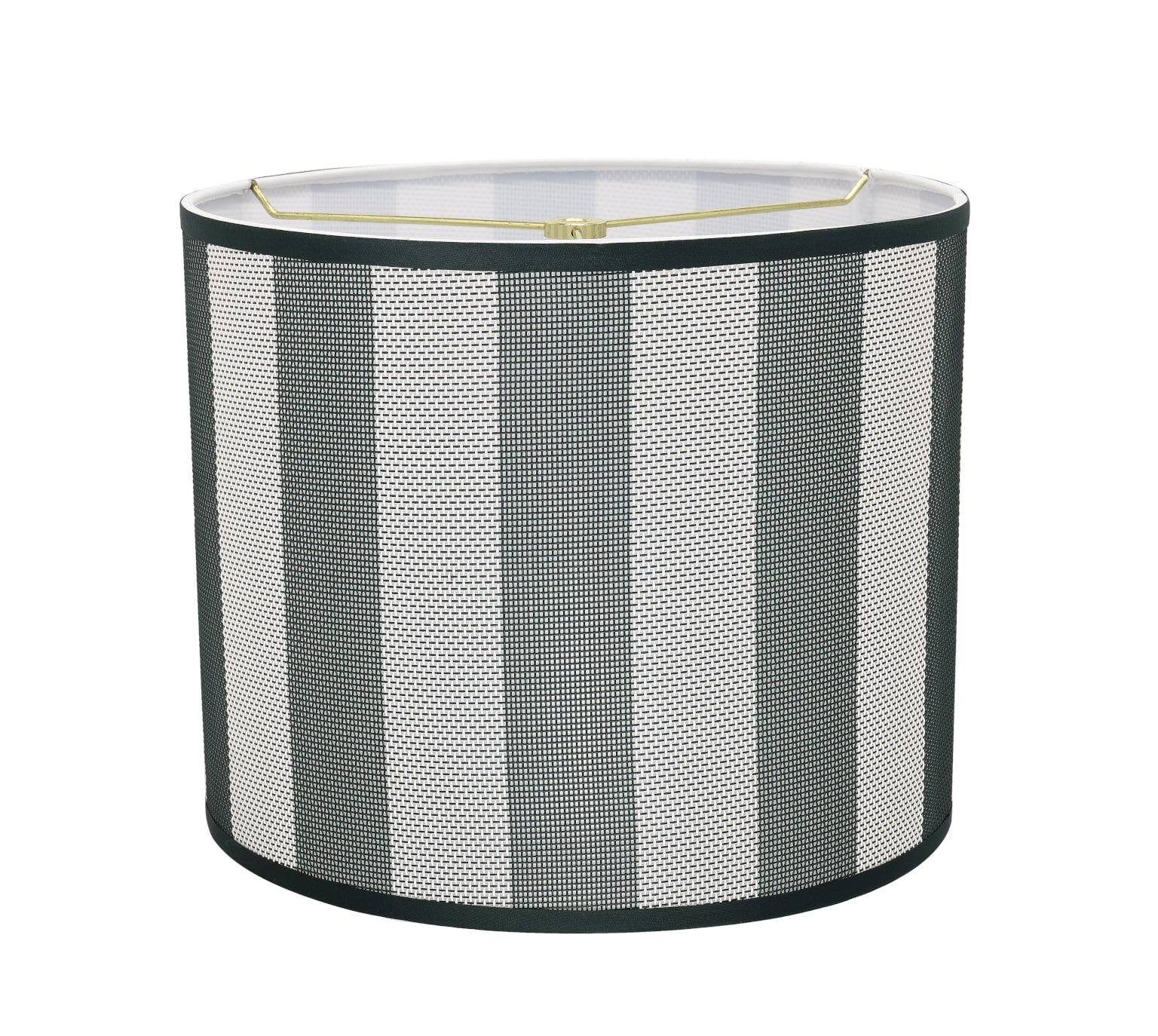 Aspen Creative 31091 Transitional Drum (Cylinder) Shaped Spider Construction Lamp Shade in Hunter Green & White Striped, 12" wide (12" x 12" x 10")
