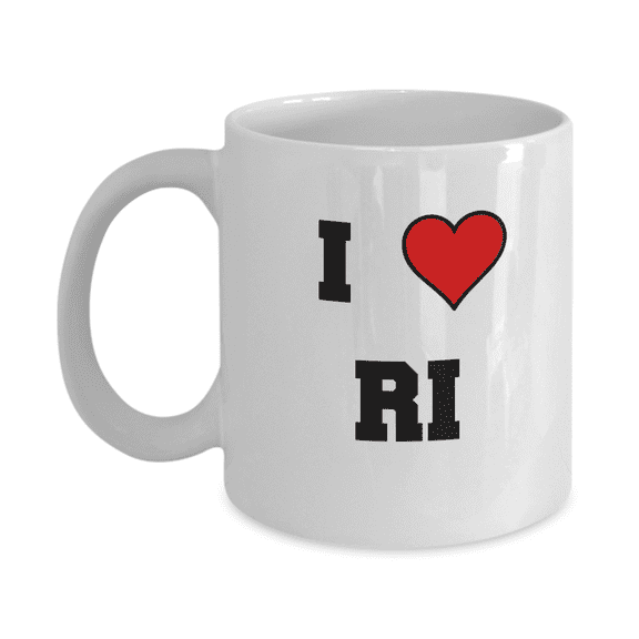Rhode Island Mug, I Love Rhode Island RI Abbreviation USA States Ceramic Coffee Mug Tea Cup Gifts Mugs 11 oz