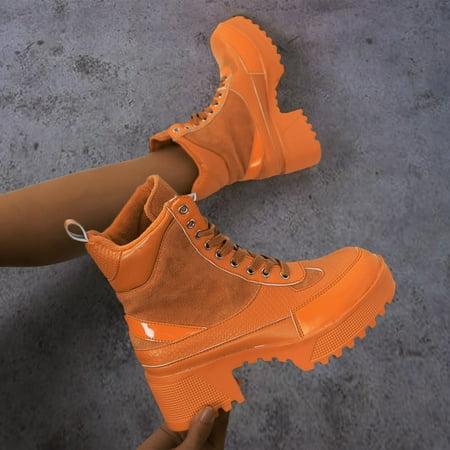 

Gubotare Womens Ankle Boots Women Lycra Chelsea Boots Low Heel Elastic Ankle Boots Orange 7