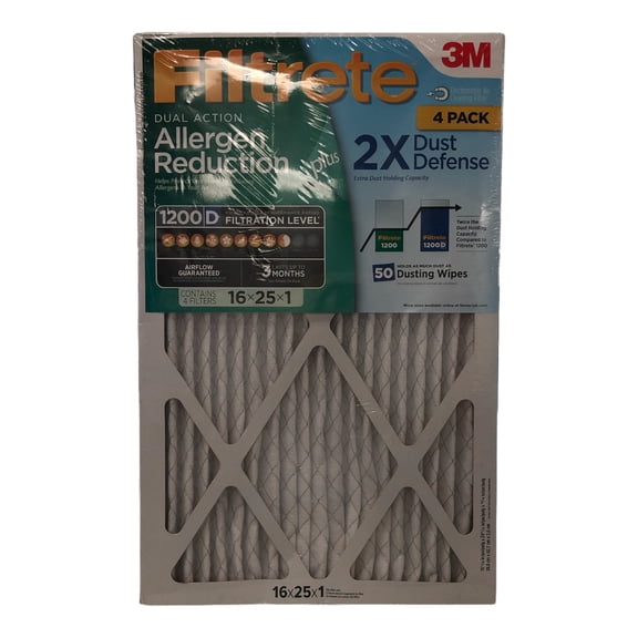 Filtrete Dual-Action Micro Allergen Plus Dust Defense Filter 16x25x1 4-Pack