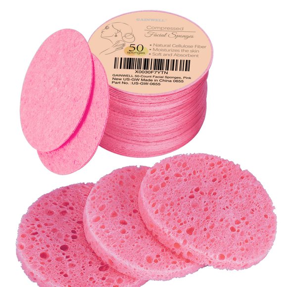 Esponjas faciales comprimidas GAINWELL, 50 unidades, 100% naturales