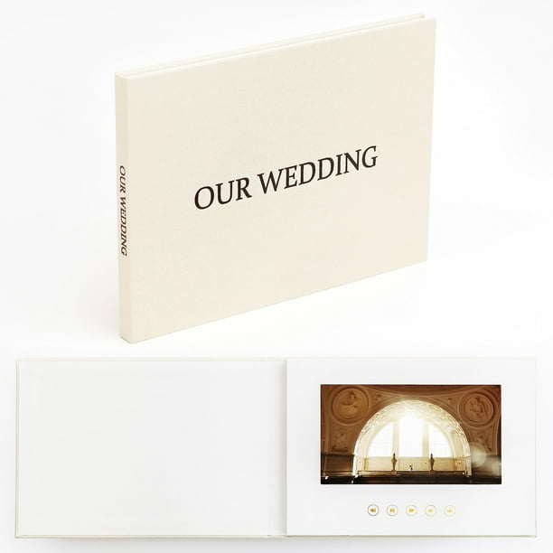 The Motion Books (NUESTRA BODA - LÁMINA NEGRA) | Videolibro encuadernado en lino de lujo | Álbum de vídeos | Hasta 3 horas de vídeo Pantalla 7 IPS 4GB de memoria y batería recargable