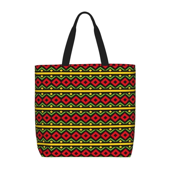 Honeii Classic Color Music Print Tote Bag, Reusable Grocery Shopping Bag,Shoulder Bag with Inner Pocket