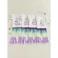 thumbnail image 3 of BemeyourBBs Toddler Baby Girls Birthday Mermaid Outfits 1 2 3 4 Years Old Birthday Clothes Flying Sleeve Letters Crown Print T Shirt Tops Fish Scale Flare Pants Summer Clothing Sets, 3 of 9