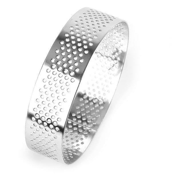 9 Pack Round Tart Ring Mousse Rings Stainless Steel Heat Resistant Perforated Mousse Rings Metal Round Ring Mold