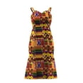 thumbnail image 2 of Bintarealwax African Print Dress for Women Sleeveless Sexy Spaghetti Strap Bodycon Midi Dresses Cocktail Party Summer, 2 of 5