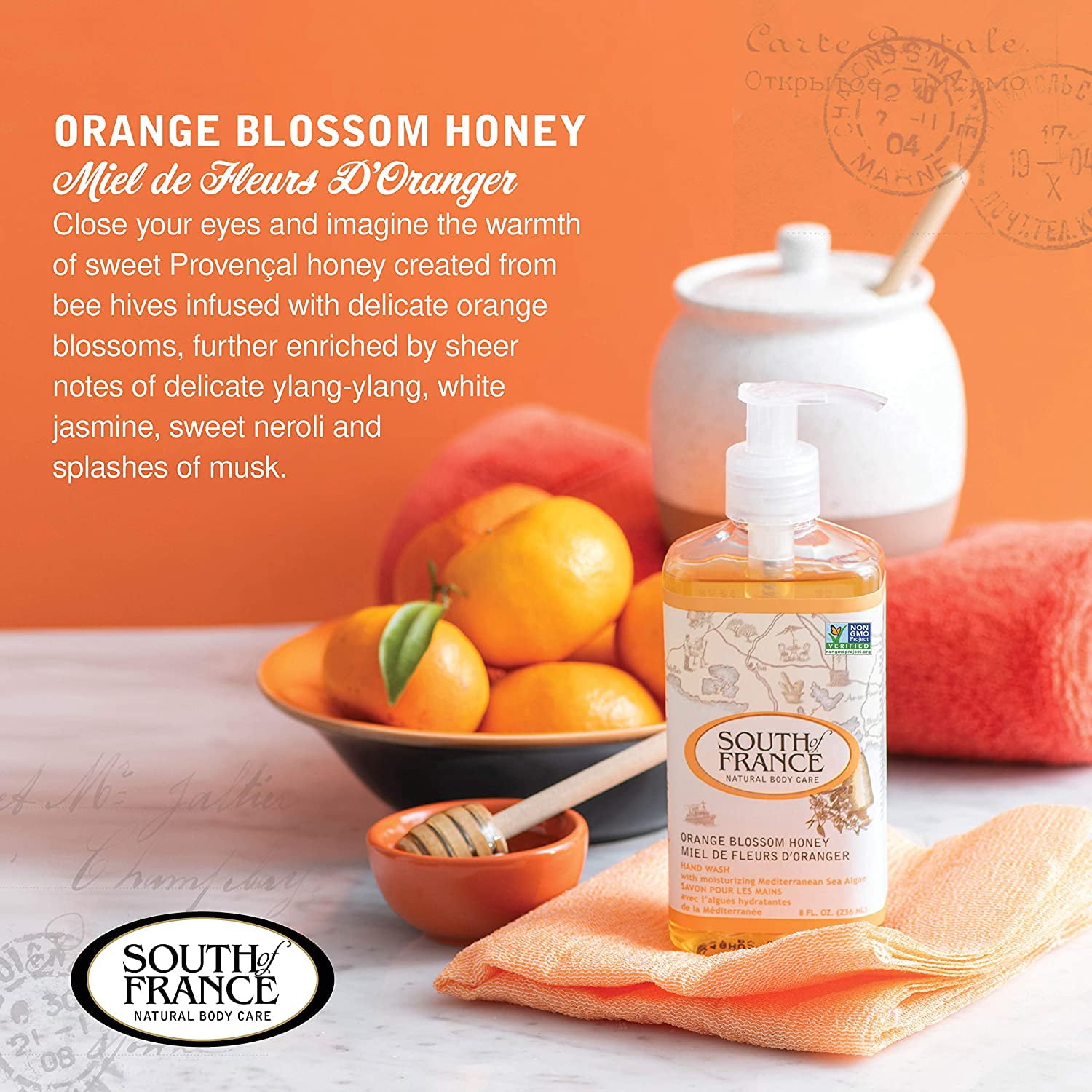 South of France Orange Blossom Honey Hand Wash 8 oz (Pack of 3)