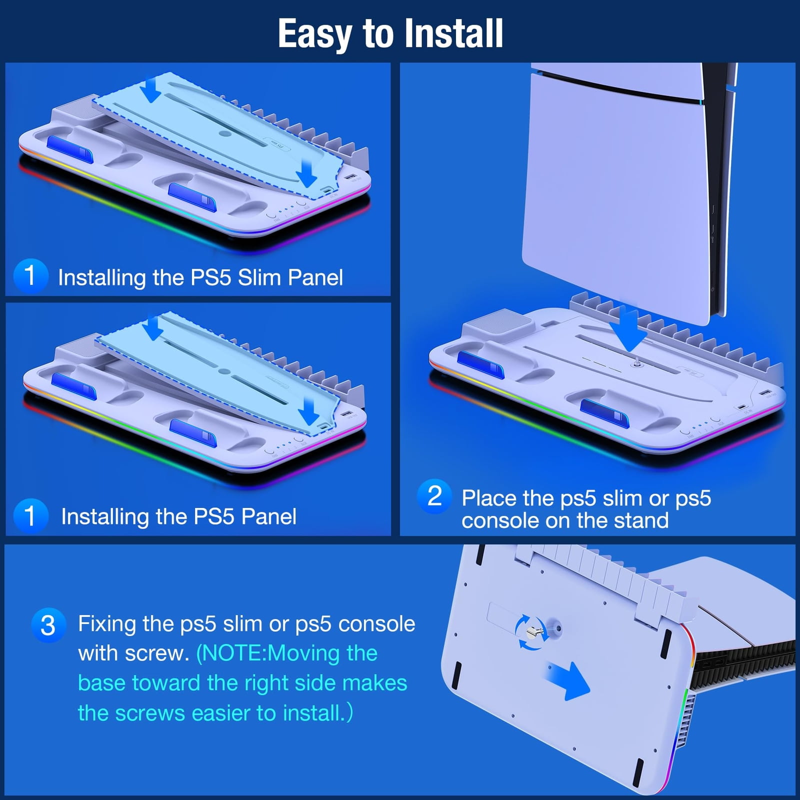 PS5 Stand and Cooling Station with Controller Charging Station for P5 Slim, PS5 Accessories Incl. 3 Levels Cooling Fan, 15 Game Storage, Headset Holder for Playsation 5 Digital/Disc, White
