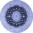 thumbnail image 1 of Ahgly Company Machine Washable Indoor Round Medallion Blue Traditional Area Rugs, 3' Round, 1 of 4
