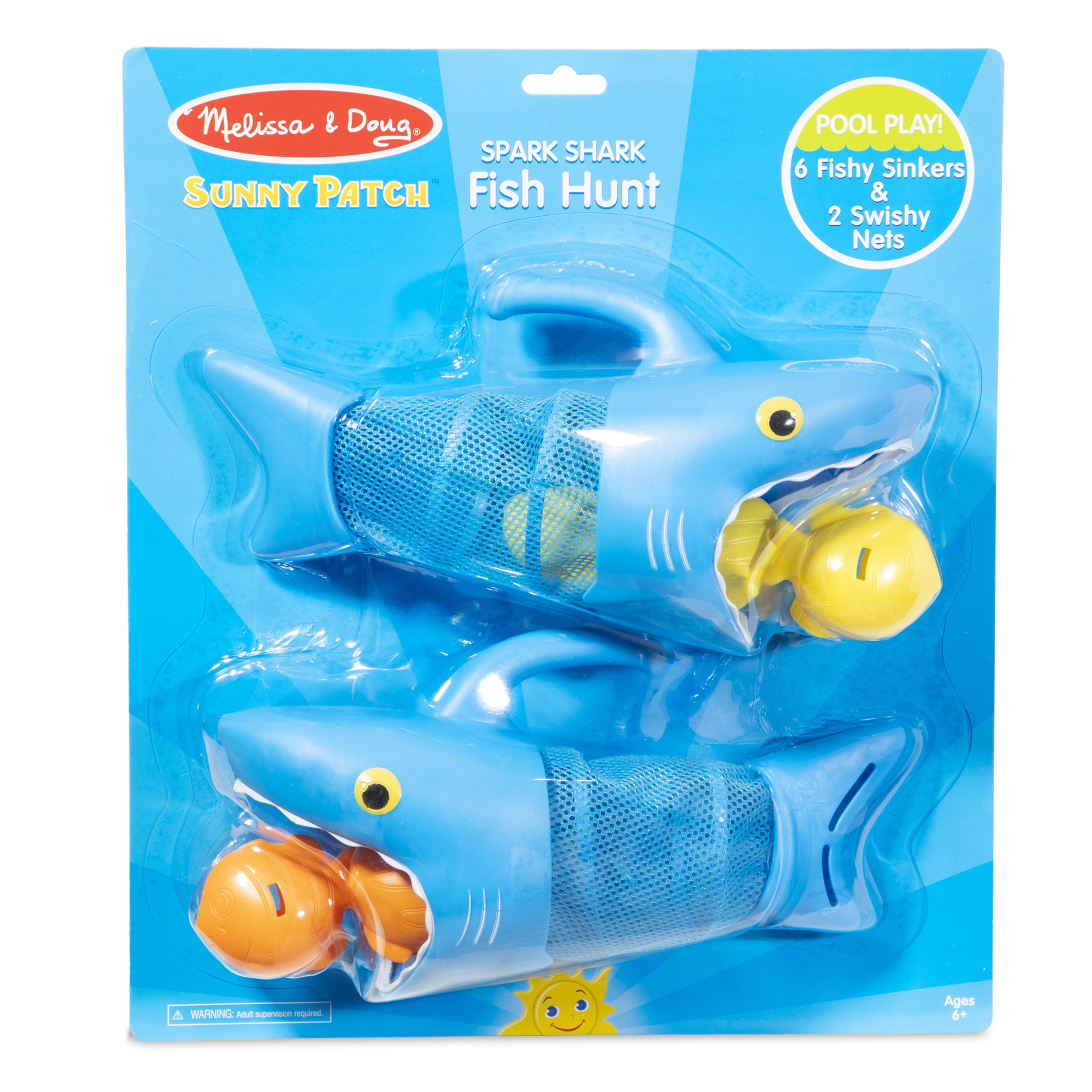 Melissa & Doug Sunny Patch Spark Shark Fish Hunt Pool Game With 2 Nets and 6 Fish to Catch - image 4 of 10