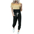 thumbnail image 2 of Itsame Sweatsuits 2pc Sets Womens Short Sleeved and Pants Fashionable Loose Shirt and Pants Two PC Black Size L, 2 of 5