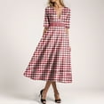 thumbnail image 2 of vigerkar Gingham V Neck Short Sleeve Dress for Women Summer Plaid Flowy Beach Vacation Midi Dresses Red, S, 2 of 6