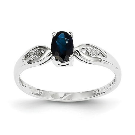 Gemstone Oval Ring - 14k White Gold 6x4 Oval Genuine Sapphire Diamond Ring. Gem Wt- 0.54ct