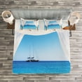thumbnail image 3 of Ambesonne Balinese Quilted Bedspread Set 3 Pcs, Honeymoon Themed Spa, King Size, Blue White, 3 of 3
