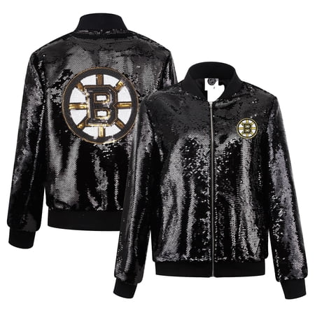 Women s Cuce Black Boston Bruins Sequin Full-Zip Jacket