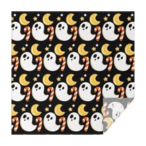 Halloween Square Tablecloth 42x42in(107x107cm) – Waterproof Polyester Printed Table Cover, Wrinkle Resistant & Washable for Kitchen Dining Picnic Party Decor, Pattern-V5-26, White