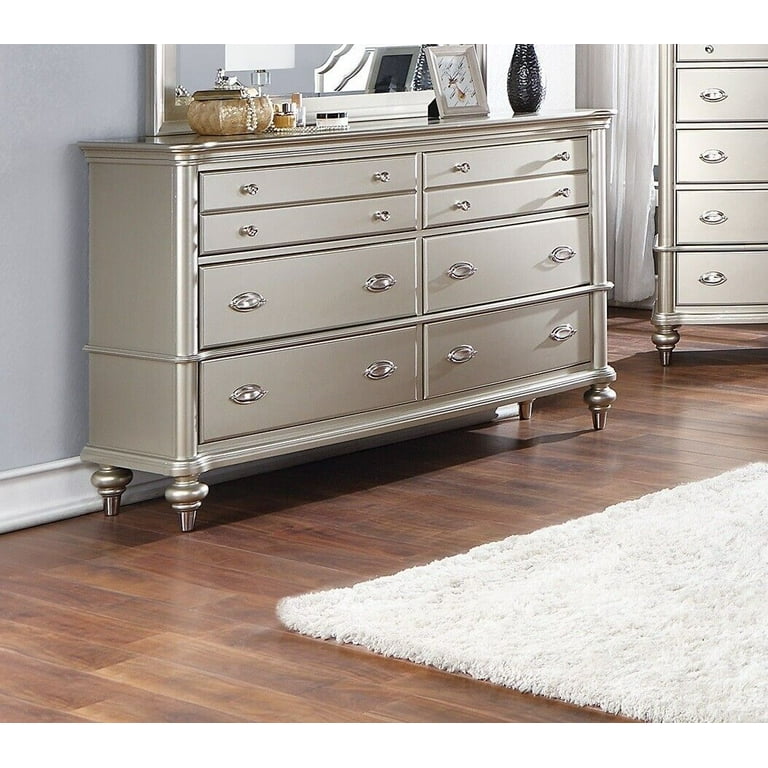 Silver dresser and sale nightstand