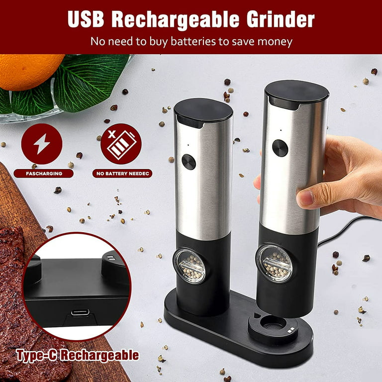 Rechargeable USB Electric Salt Pepper Spice Grinder Set Cookie