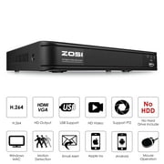 ZOSI 8CH H.265+ 1080P 5MP Lite DVR Recorder with Power Supply and USB Mouse, Black
