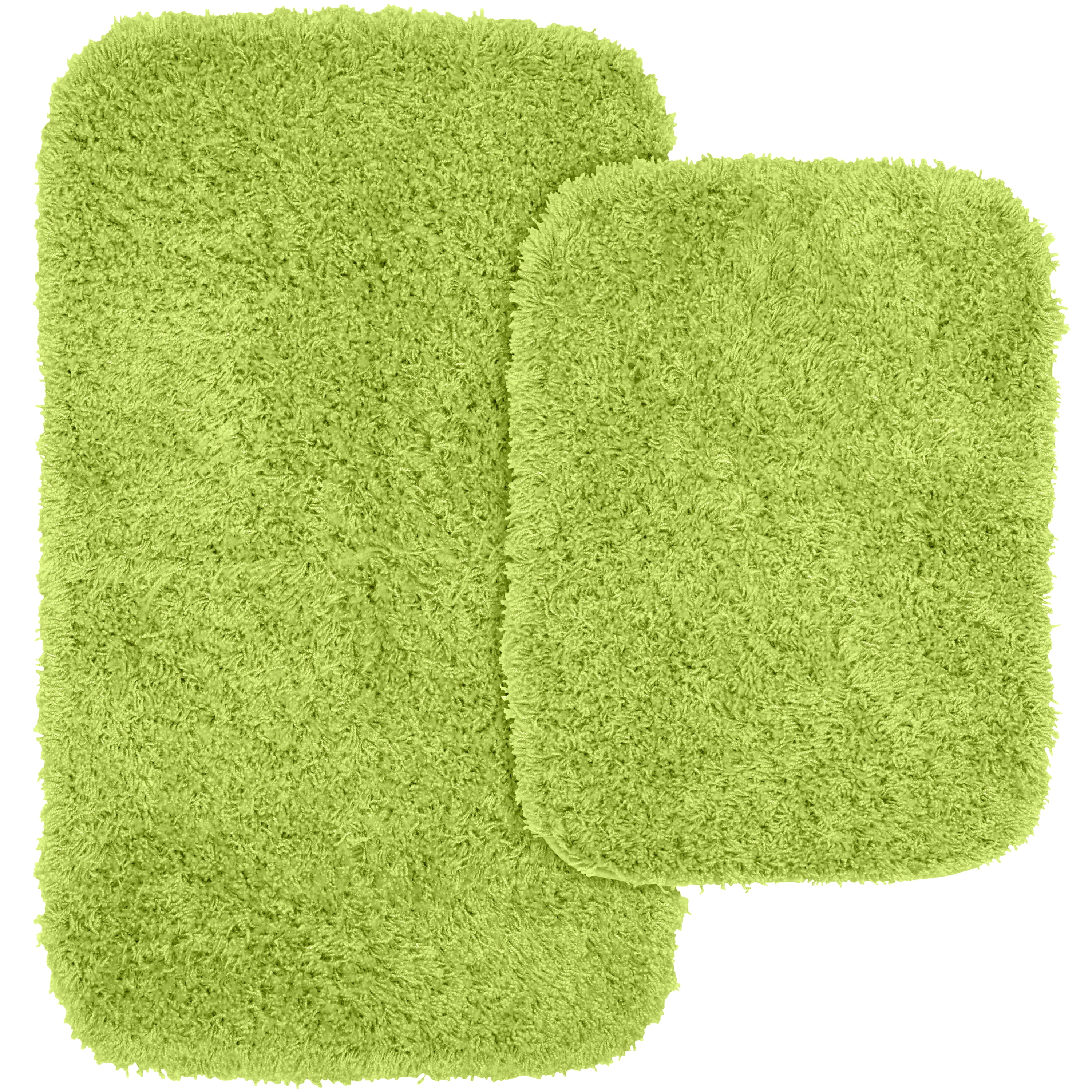 Garland Rug Jazz 2 Piece Shaggy Nylon Washable Bathroom Rug Set Lime Green