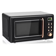 RUIE Retro Microwave Oven,700W 0.7 Cu.ft Countertop Microwave with 5 Power Levels and 8 Auto Cook Menus,LED Display,Child Lock,Compact Microwave for Apartment Dorm Office
