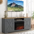 thumbnail image 2 of FESTIVO 70 in. Farmhouse TV Stand Console for TVs up to 78 inch w/ Fireplace - Gray, 2 of 8