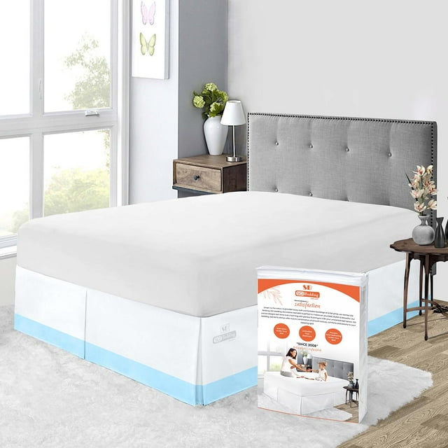 SGI Bedding 10 "Drop Très Grand Taille Bleu Clair Solide Jupe Lit Coin Divisé Simple Ton Microfibre
