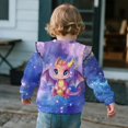 thumbnail image 4 of Uorisanigo Toddler Sweatshirt Girls Ruffle Sleeve Sweatshirts Long Sleeve Shirts Crewneck Purple Cartoon Dragon Pullover Tops for Playtime & Outings (2T-3T)​, 4 of 7