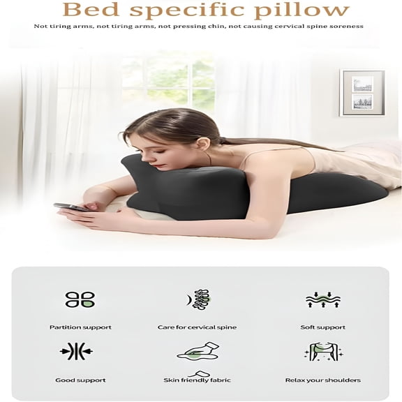 XIBUFE Ergonomic Support Pillow,27° Angled Memory Foam Wedge Cushion for Back,Neck&Posture Support,Multi-Position Comfort for Home Use(Black)