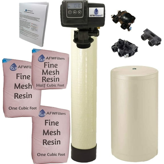 IRON Pro 2 Combination water softener iron filter Fleck 5600SXT digital metered valve for whole house 80,000 Grains, Almond