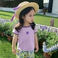 thumbnail image 3 of ZACPNCV Toddler Girls Summer Casual Fruit Print T-Shirt Baby Girls Classic Solid Color Cozy Tops Tees Purple 12-18 Months, 3 of 4