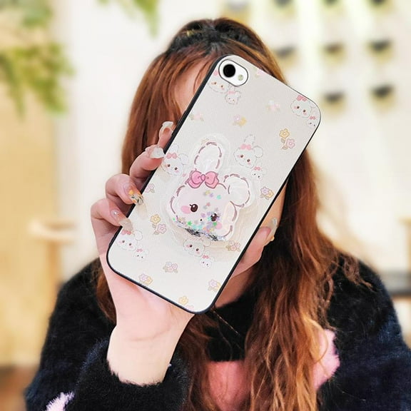 HBH-Phone Case For iPhone 4/4s, Cartoon Soft Case Back Cover Quicksand Phone lens protection Fashion Design Glisten Cute Rotatable stand Simplicity Kickstand protective Anti-knock TPU