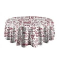 thumbnail image 5 of Red Football Event Elements Pattern Round Tablecloth 60"x60",Wrinkle Wipeable Table Cloth for Kitchen Dining Room Picnic Patio Party, 5 of 6