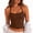 Brown, variant on Women's Built In Bra Crop Tank Top Square Neck Spaghetti Strap Workout Yoga Cami with Removable Pads