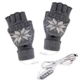 thumbnail image 2 of Unisex Christmas Print Knit Heated Gloves USB Connection Three Speed Timing Temperature Adjustment Indoor Work Winter Gloves, 2 of 5