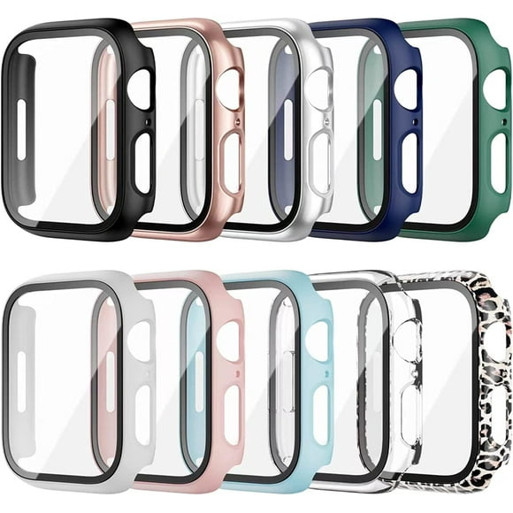 10 Pack Case for Apple Watch Series 7 & Series 8 41mm Screen Protector, Build-in Tempered Glass Film Ultra-Thin Anti-Scratch Hard PC Face Cover Protective Bumper for iwatch 7/8 41mm Accessories