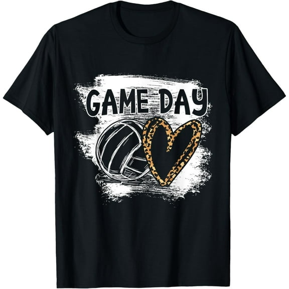 Volleyball Game Day Leopard Cheetah Women Volleyball Girl T-Shirt men and women can wear, black, white, gifts