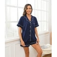 thumbnail image 2 of MAYFISH 100% Cotton Pajama Sets for Women Short Sleeve Sleepwear Button Down Pjs Summer 2 Piece Lounge Sets S-XXL(Navy Blue, Medium), 2 of 5